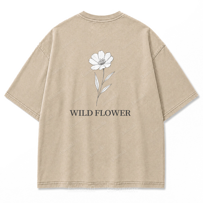 Wild Flower Line Art Washed Print Tee