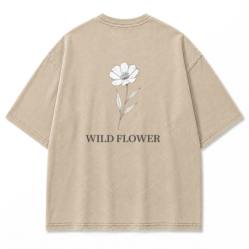Wild Flower Line Art Washed Print Tee