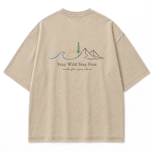 Stay Wild Stay Free Horizon Washed Print Tee