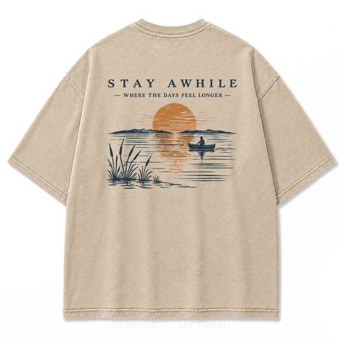 Stay Awhile by the Water Print Tee