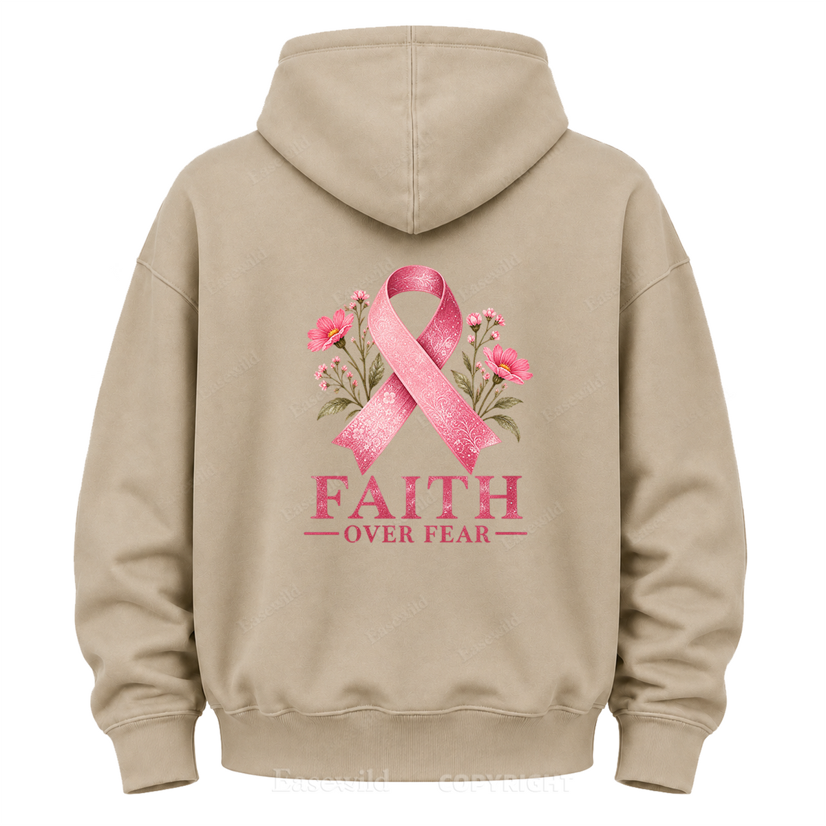 Faith Over Fear Pink Ribbon Graphic Hoodie