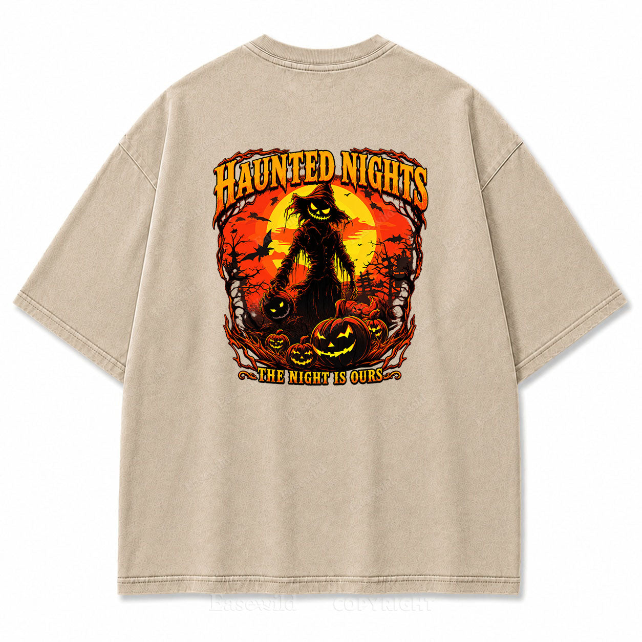 Haunted Nights Halloween Washed Graphic Tee