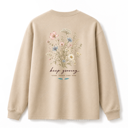 Langarmshirt mit „Keep Growing Wildflower Graphic“-Aufdruck