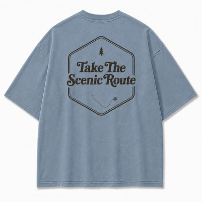 Take The Scenic Route Tee – Minimalist Adventure Graphic