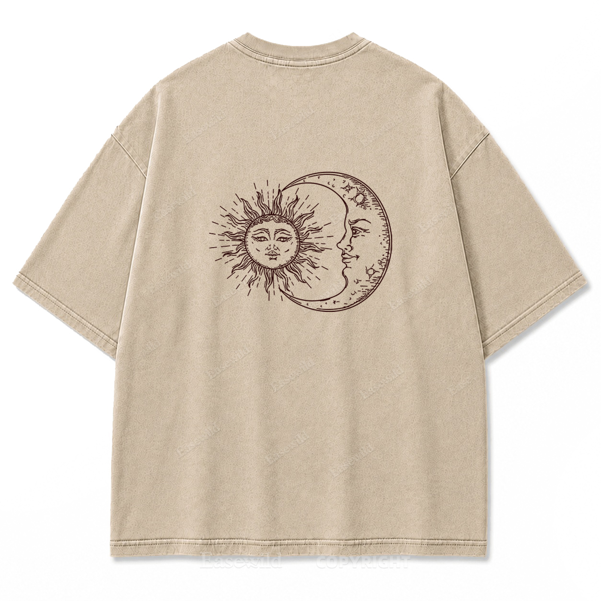 Sun and Moon Eclipse Celestial Washed Print Tee