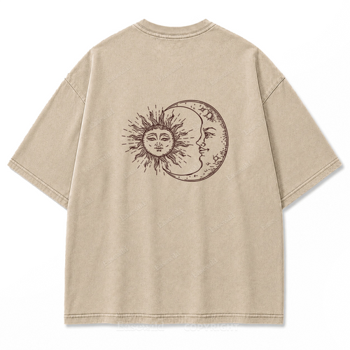 Sun and Moon Eclipse Celestial Washed Print Tee