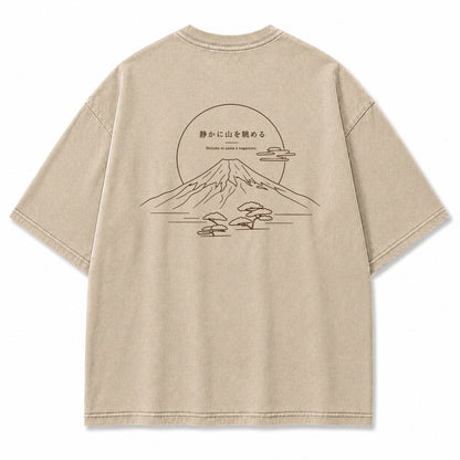 Minimal Mount Fuji Line Art Graphic T-Shirt