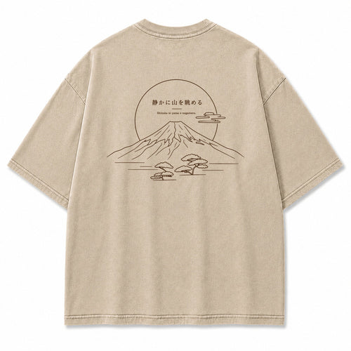 Minimal Mount Fuji Line Art Graphic T-Shirt