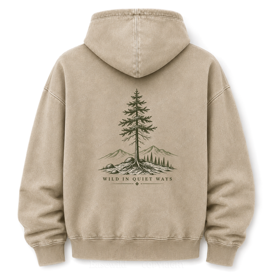 Wild in Quiet Ways Vintage Pine Washed Graphic Hoodie
