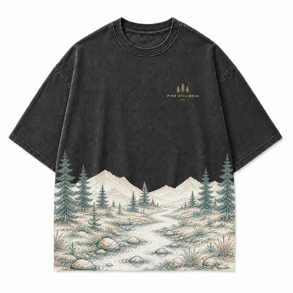 Pine Stillness River Landscape Graphic T-Shirt
