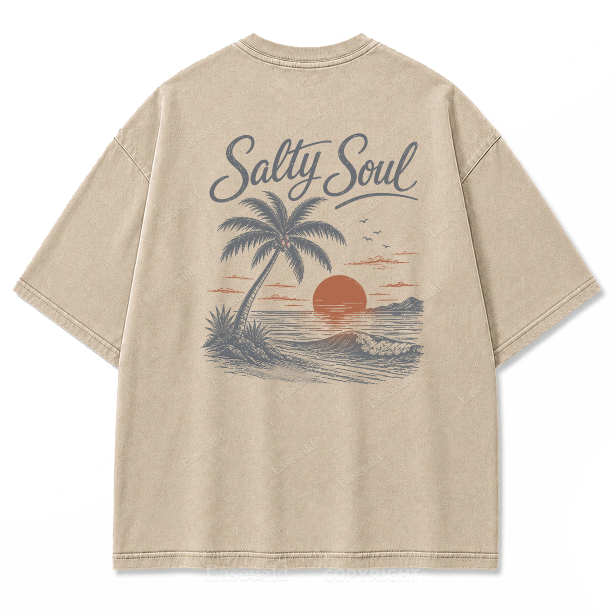 Salty Soul T-Shirt mit Küsten-Print im Used-Look