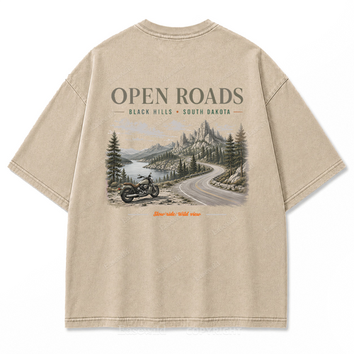 Open Roads Black Hills Washed Print Tee