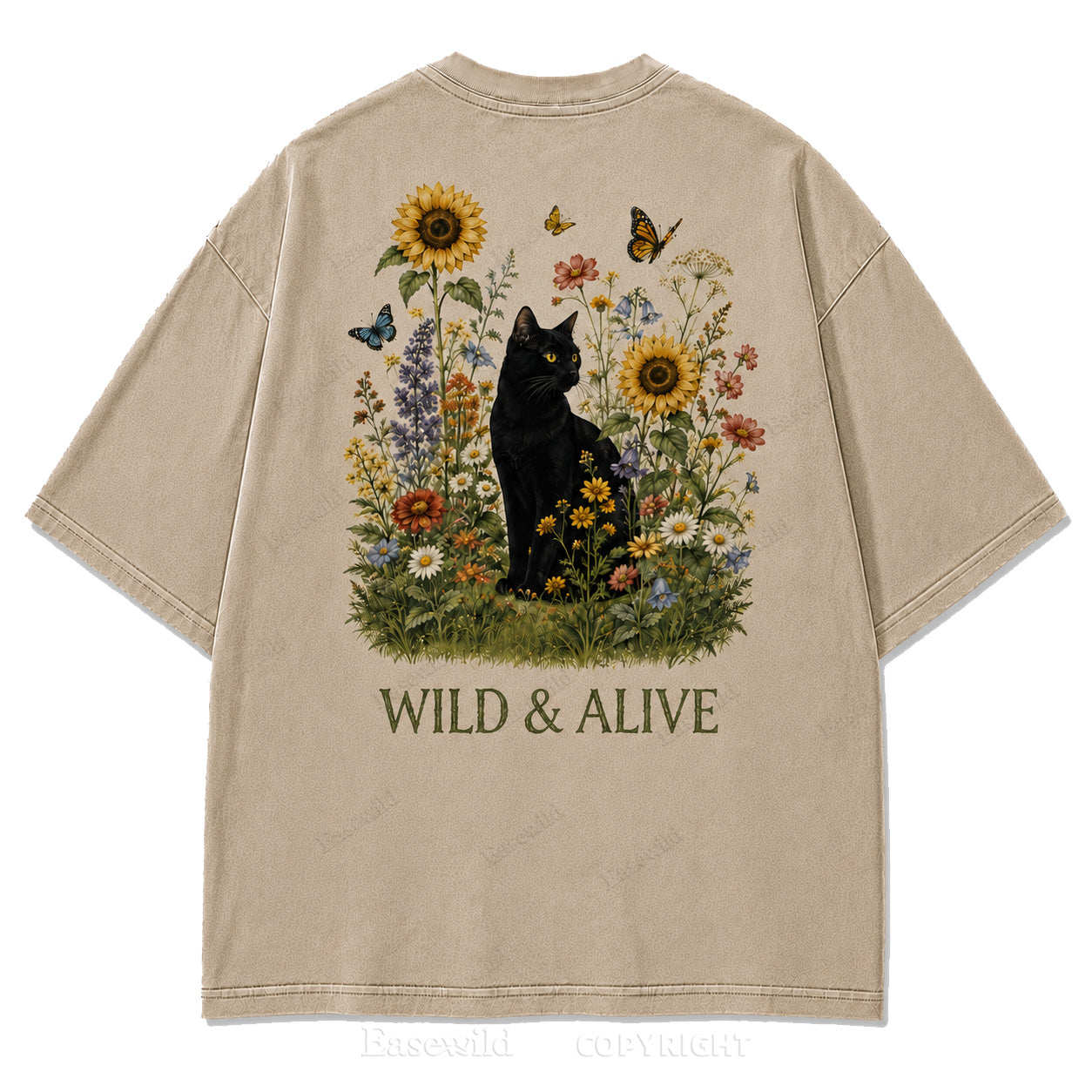 Wild Garden Black Cat Print Tee