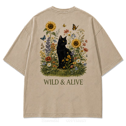 Wild Garden Black Cat Print Tee