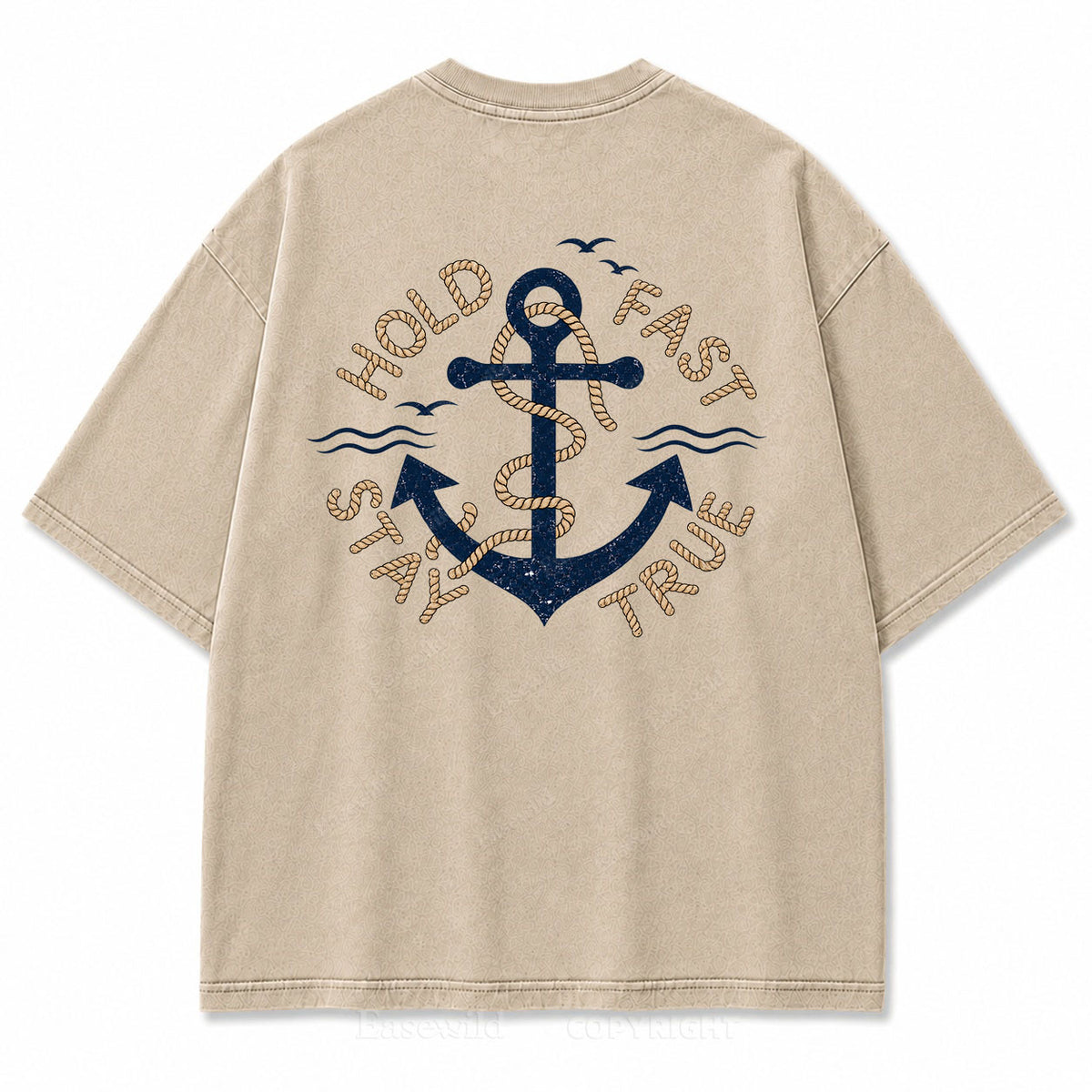Hold Fast Stay True Nautical Anchor Washed Graphic Tee