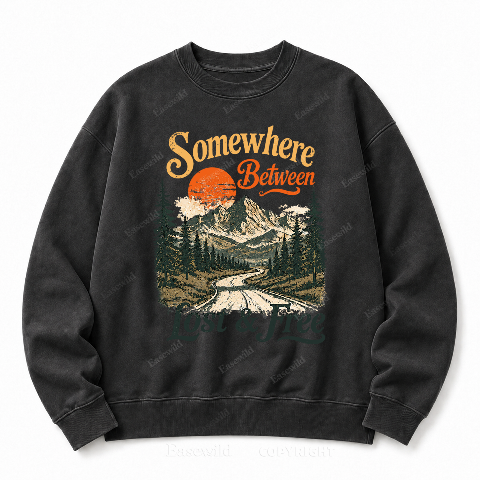 Somewhere Between Lost & Free Washed Crewneck