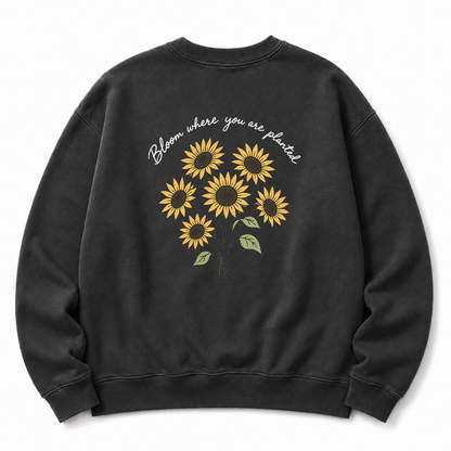 Bloom Where You Are Planted Washed Graphic Sweatshirt