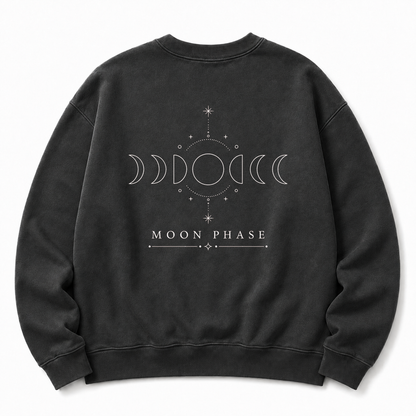 Moon Phase Celestial Washed Graphic Sweatshirt