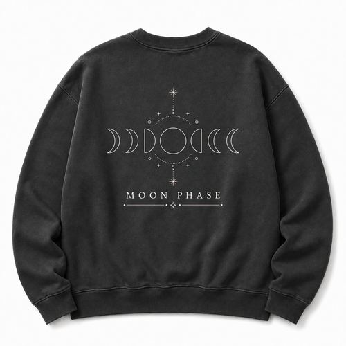 Moon Phase Celestial Washed Graphic Sweatshirt