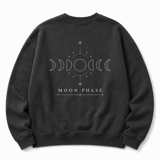 Moon Phase Celestial Washed Graphic Sweatshirt