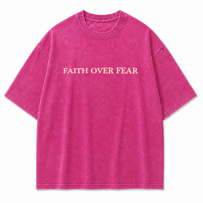 Faith Over Fear Oversized Christian Graphic Tee