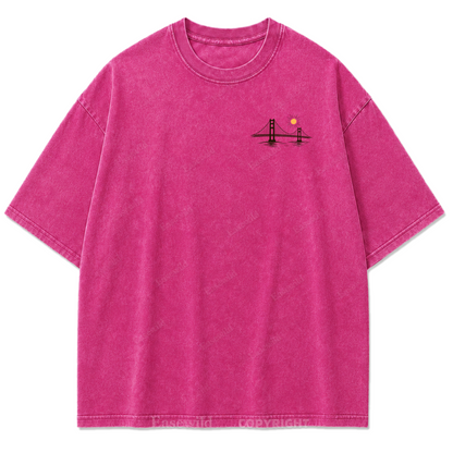 T-Shirt mit Kalifornien-Umriss in verwaschenem Druck
