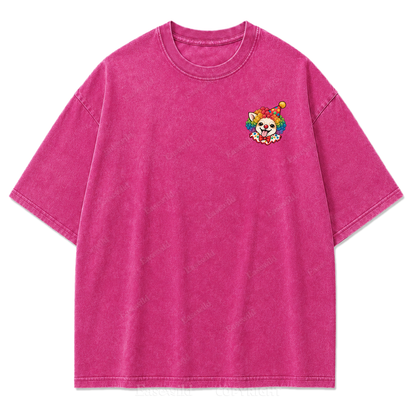 Spooky But Make It Cute Chihuahua Clown Washed Graphic T-Shirt