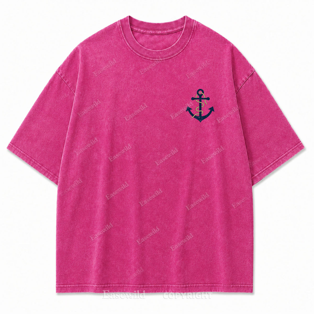 Hold Fast Stay True Nautical Anchor Washed Graphic Tee