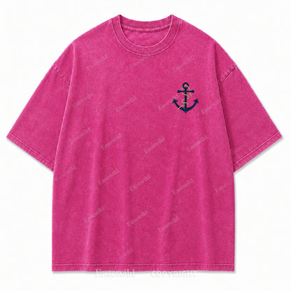 Hold Fast Stay True Nautical Anchor Washed Graphic Tee