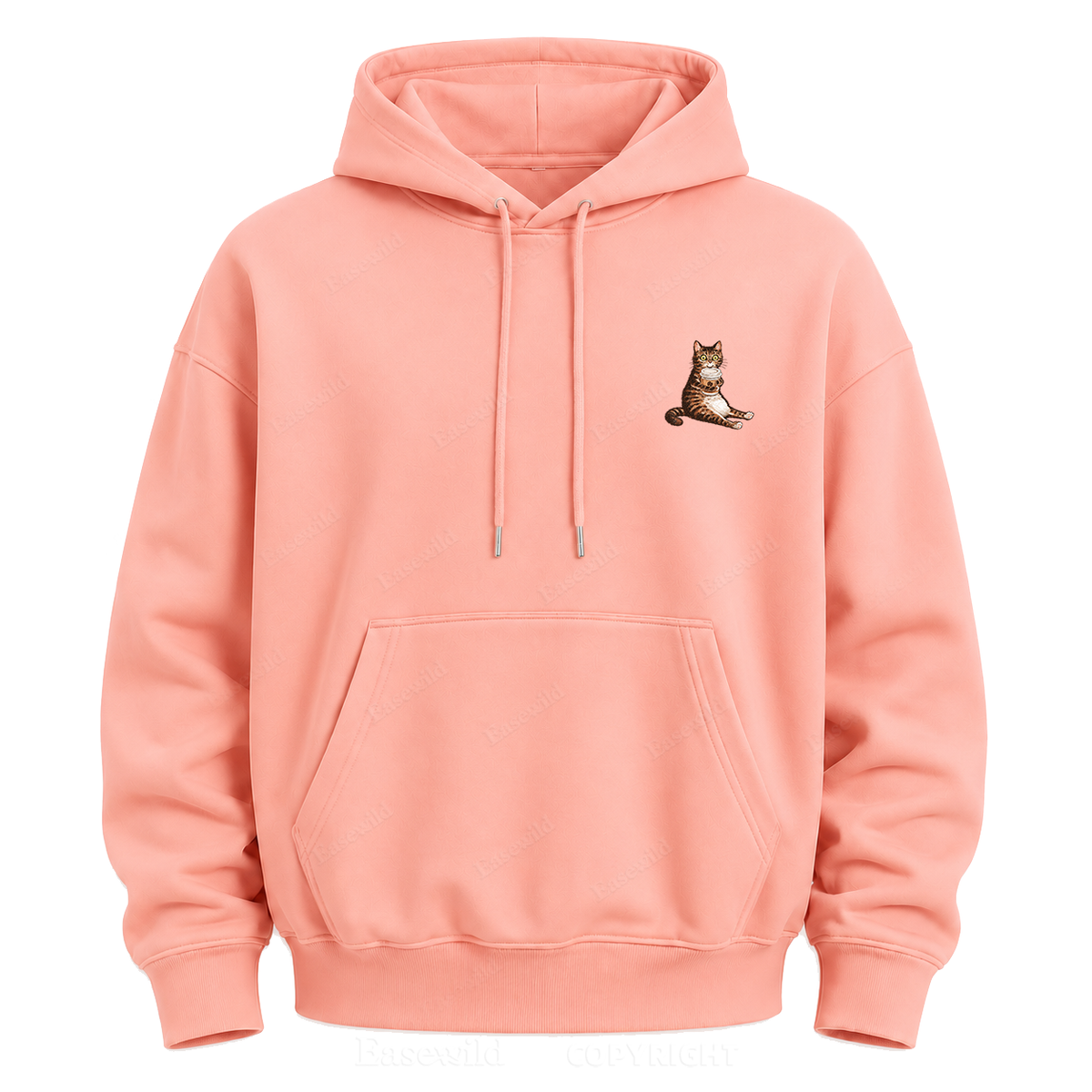 Runs On Coffee And Panic Tabby Cat Graphic Hoodie