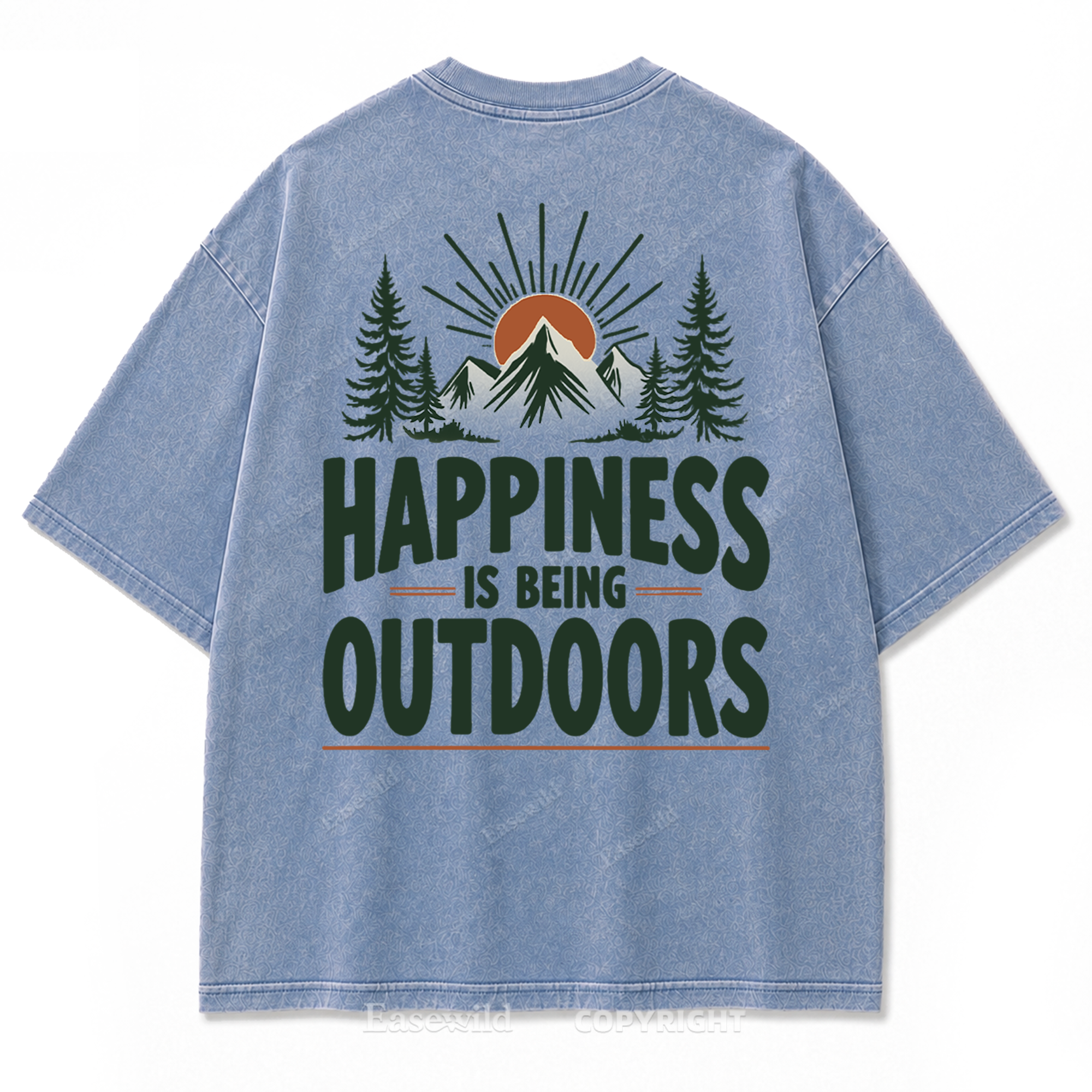 Happiness Lives Outside Washed Print Tee
