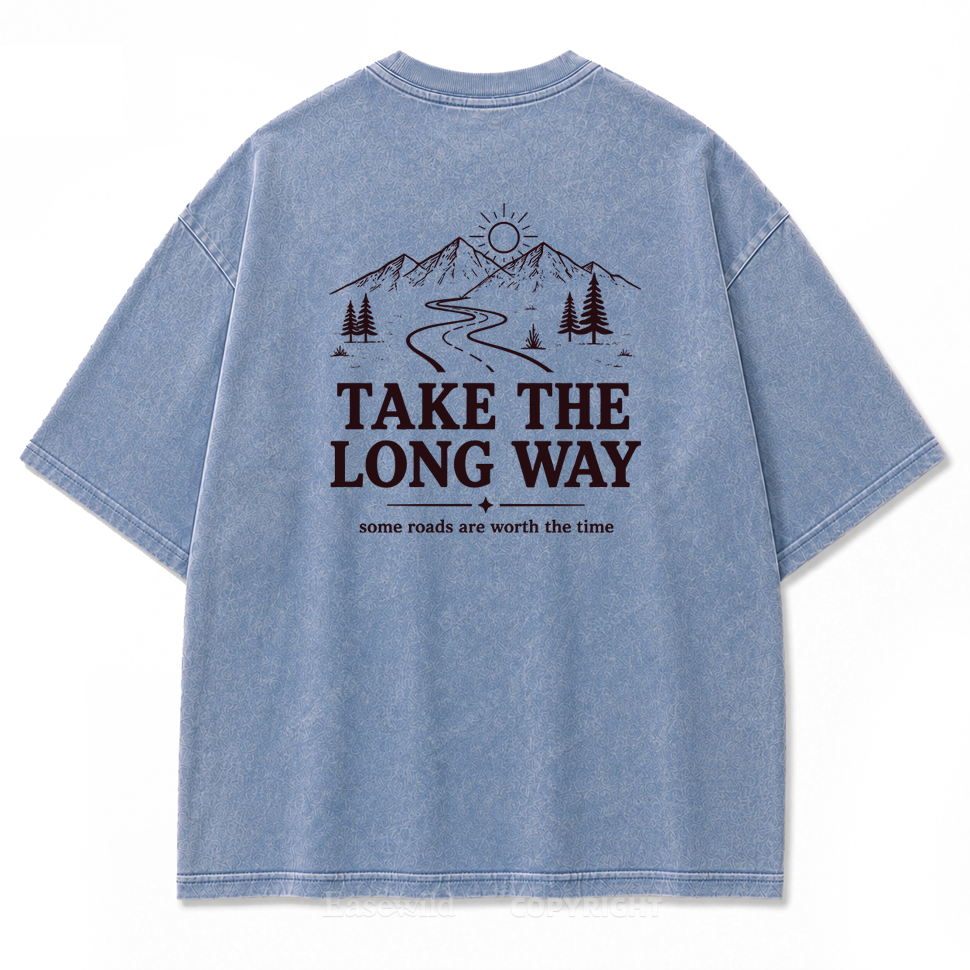 Take the Long Way Mountain Washed Print Tee