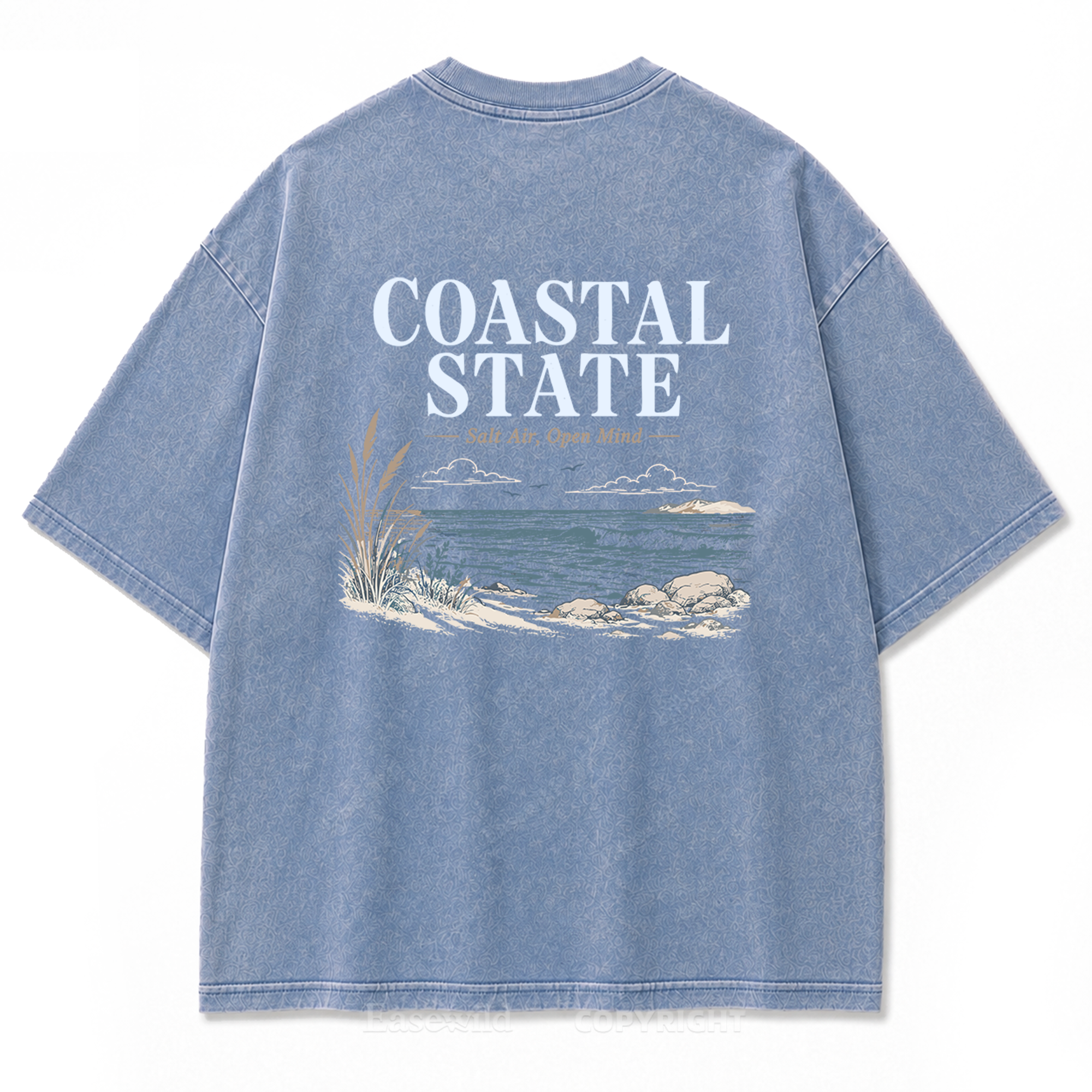 Coastal State Ocean Shore Washed Print Tee
