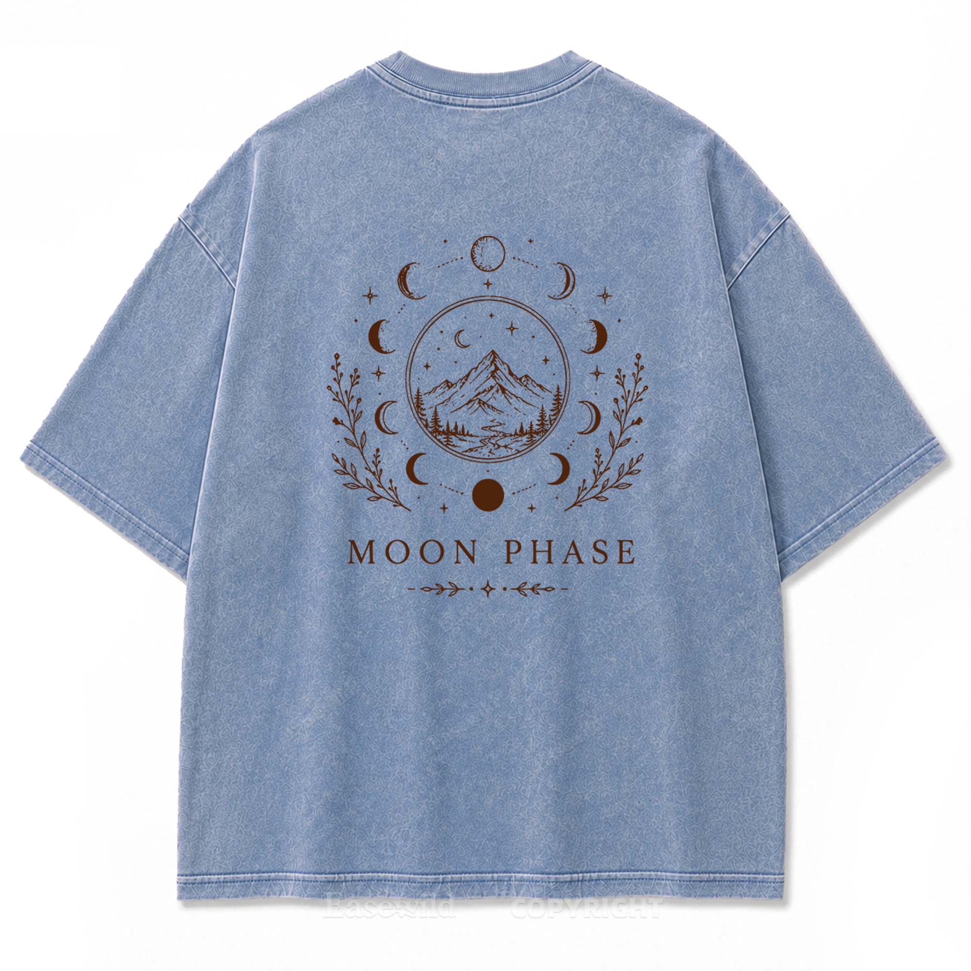 Moon Phase Mountain Washed Print Tee