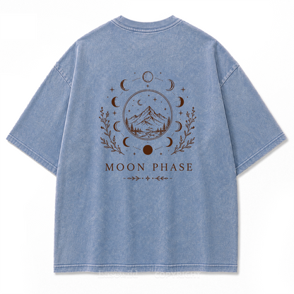 Moon Phase Mountain Washed Print Tee