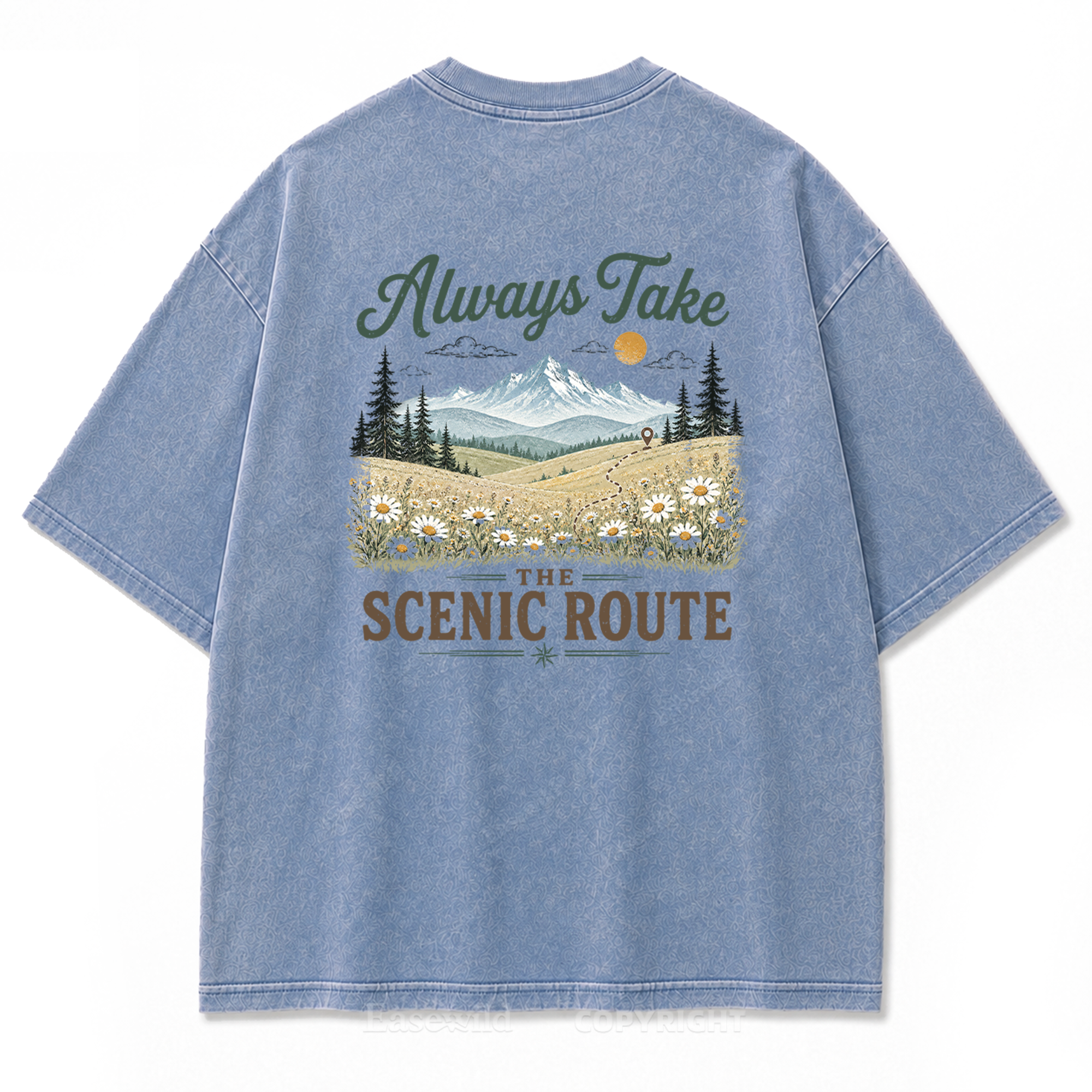 Always Take the Scenic Route Washed Print Tee