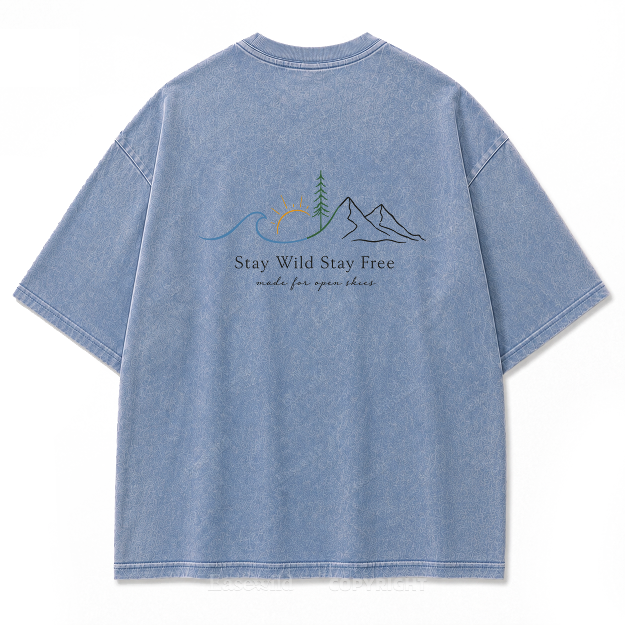 Stay Wild Stay Free Horizon Washed Print Tee