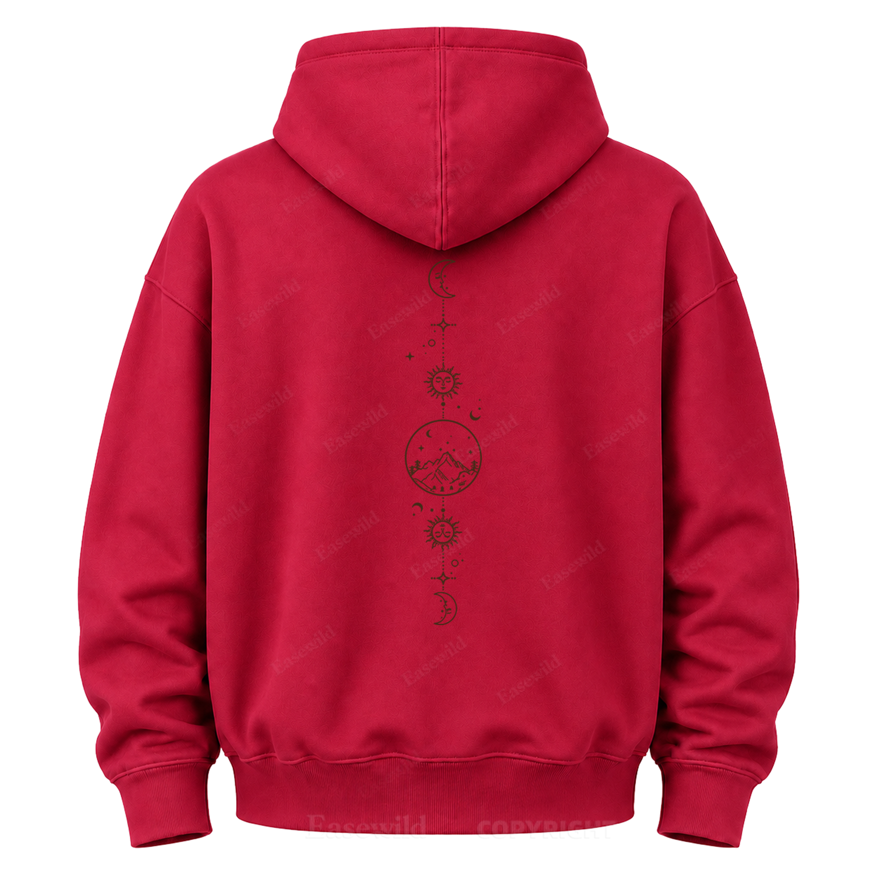 Celestial Mountain Sun & Moon Graphic Hoodie