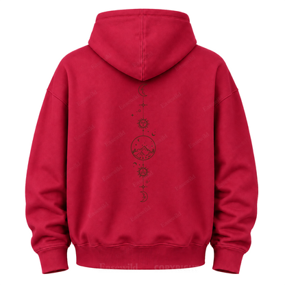 Celestial Mountain Sun & Moon Graphic Hoodie