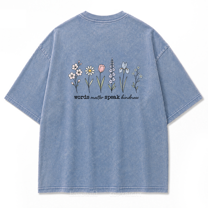 Worte zählen, sprich Freundlichkeit, T-Shirt mit Waschung