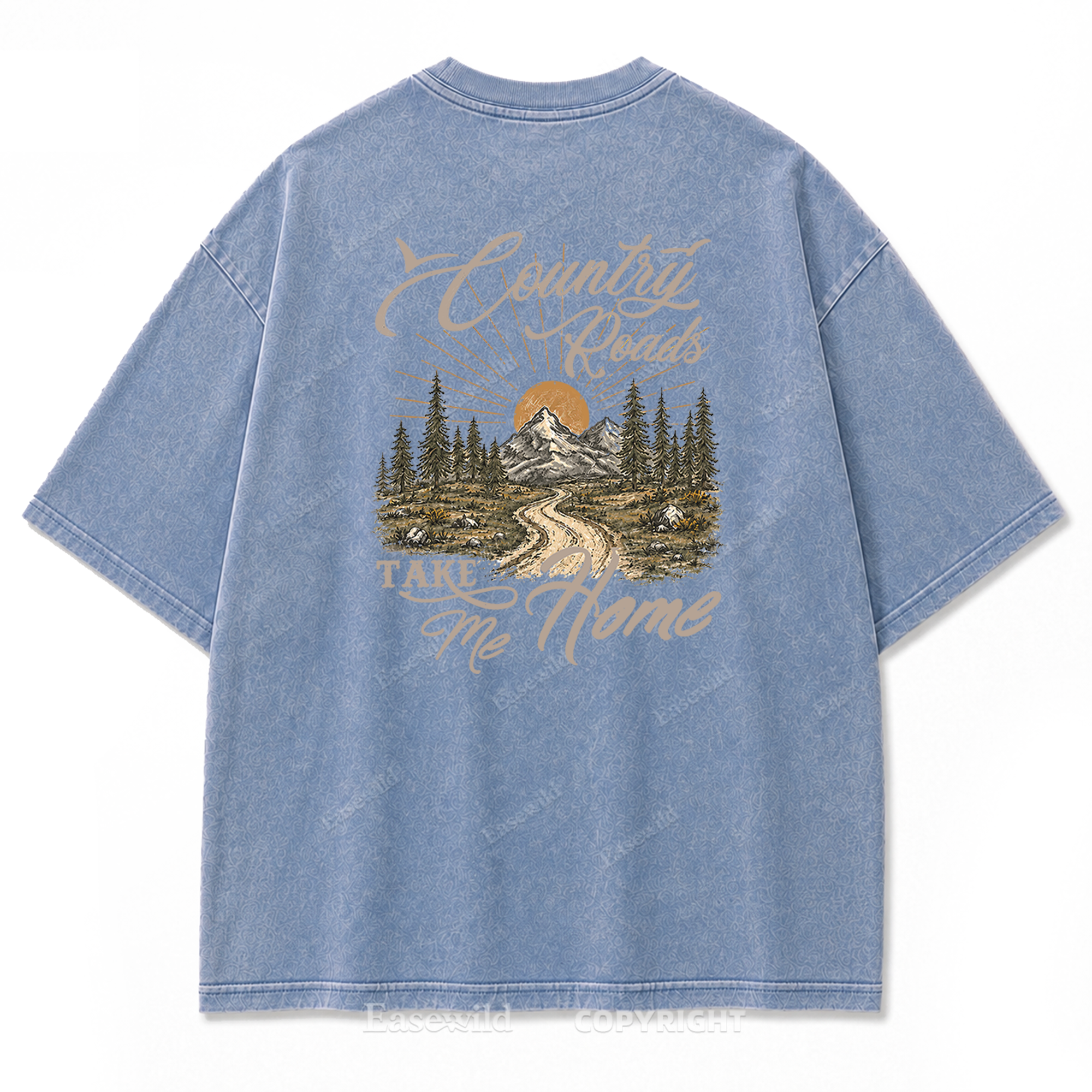 Country Roads Take Me Home T-Shirt mit Washed Print
