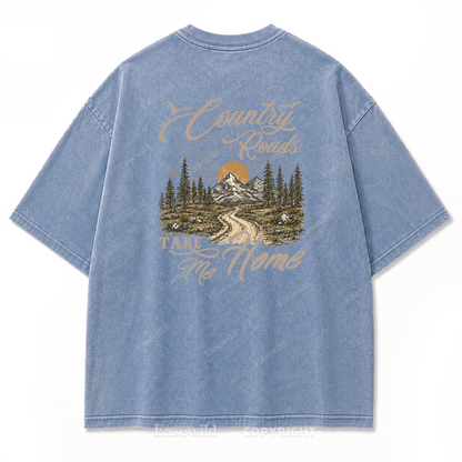 Country Roads Take Me Home T-Shirt mit Washed Print