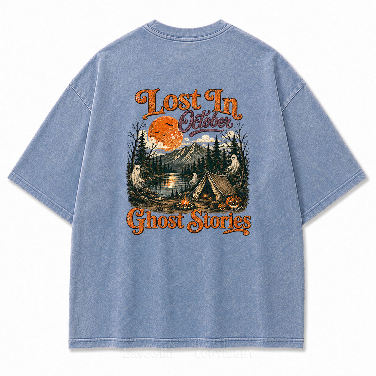 Lost In October Halloween Washed Graphic Tee