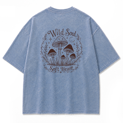 Wild Soul Soft Heart Mushroom Washed Print Tee