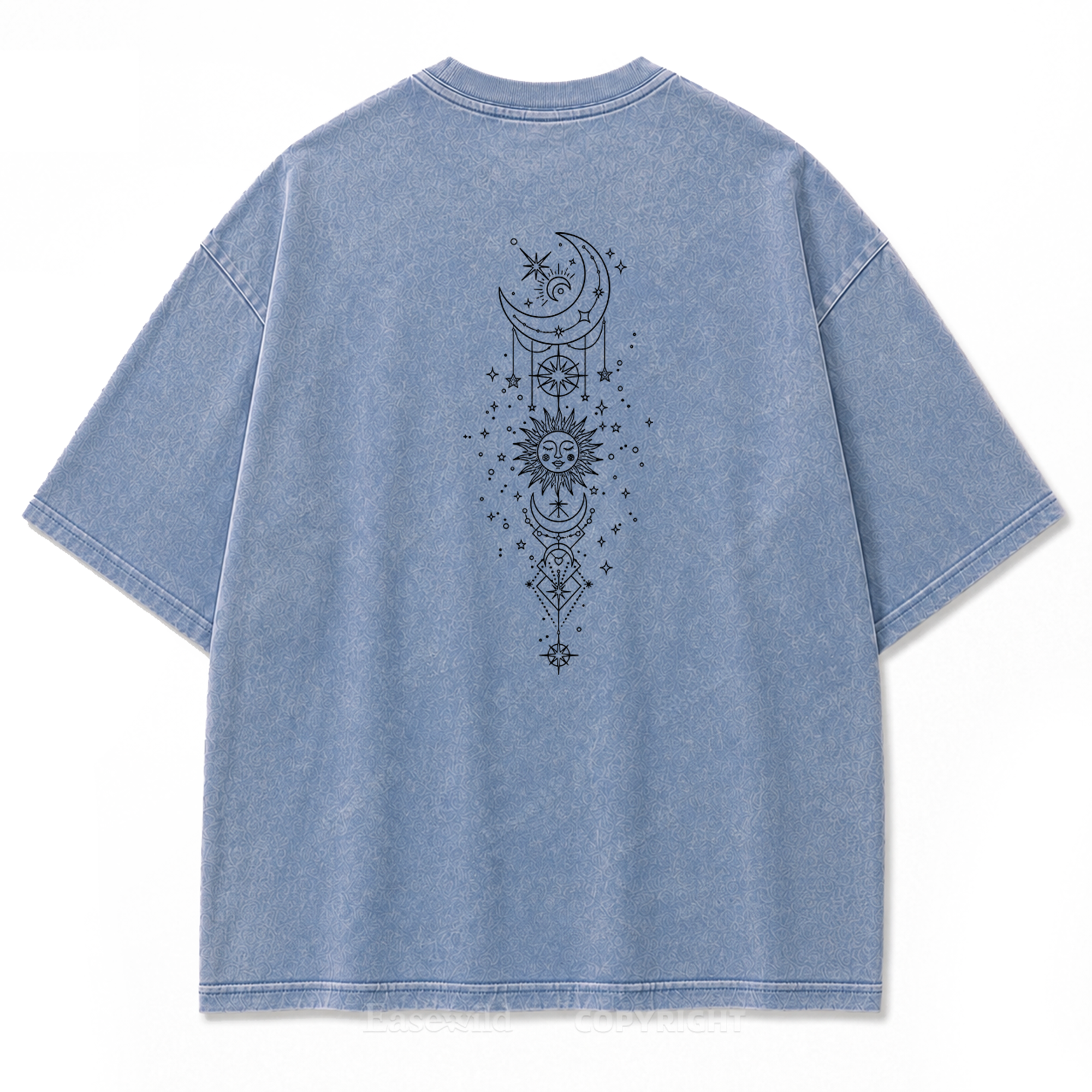 Himmlische Harmonie Sonne Mond Washed Print T-Shirt