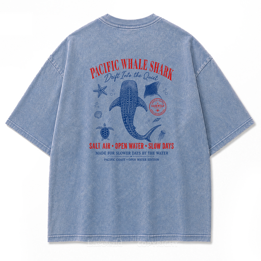 Pacific Whale Shark Washed Back Print Tee