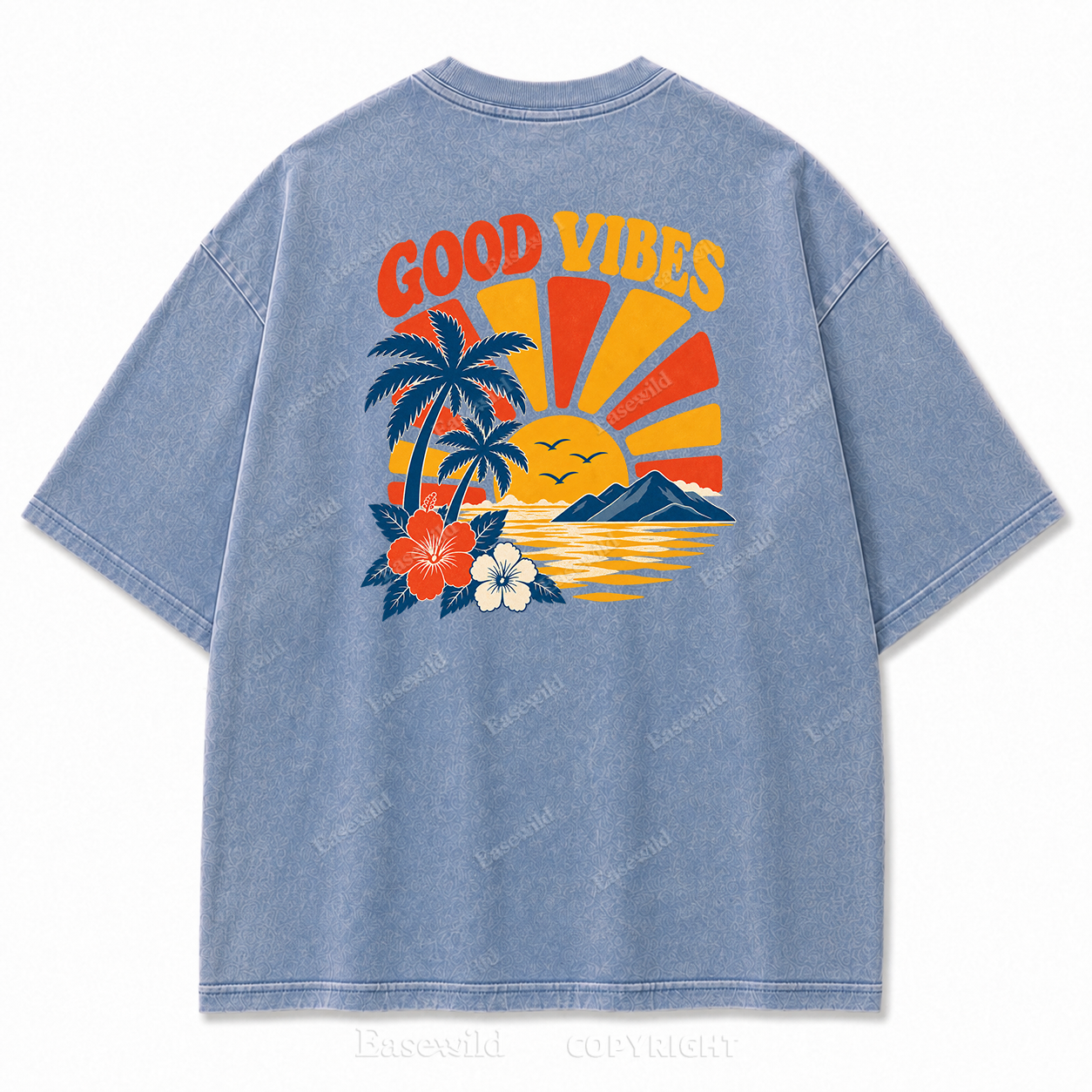 Retro Beach Sunset Oversized Graphic Tee