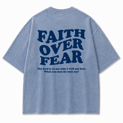 Faith Over Fear Oversized Christian Graphic Tee