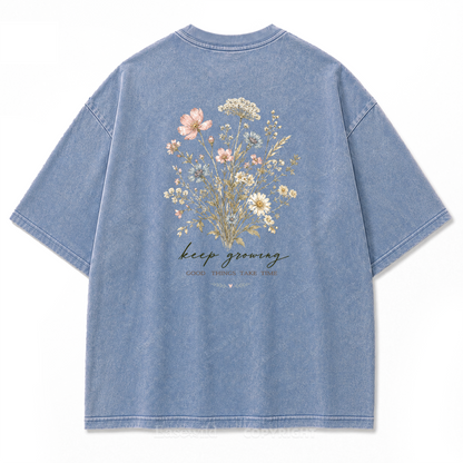Keep Growing Floral Washed Print Tee