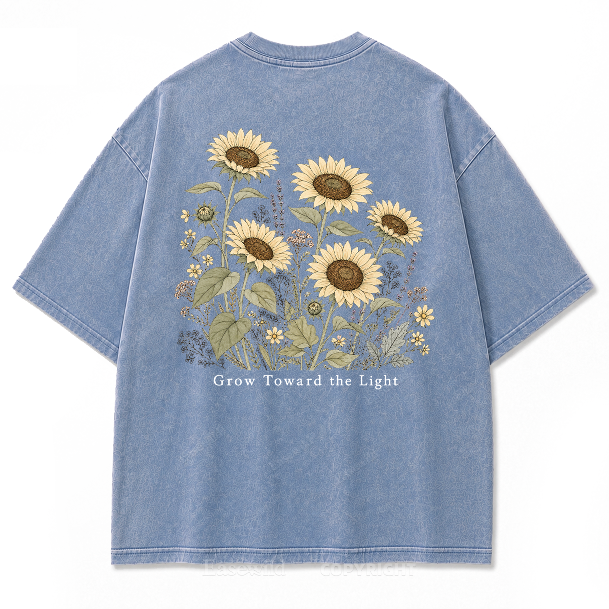 T-Shirt mit gewaschenem „Grow Toward the Light“-Print